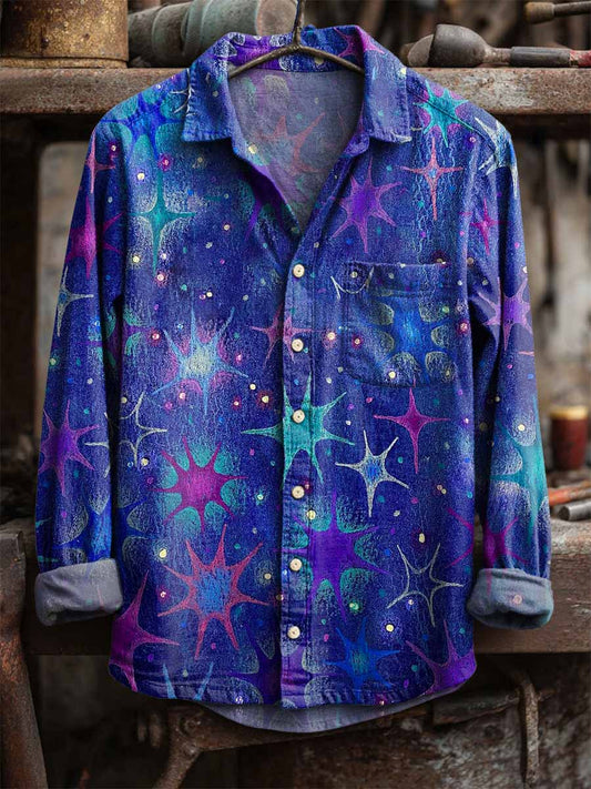 Retro hvězda tisk neformální tričko s dlouhým rukávem