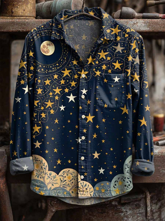 Retro hvězda tisk neformální tričko s dlouhým rukávem