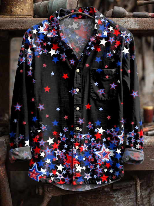 Retro hvězda tisk neformální tričko s dlouhým rukávem