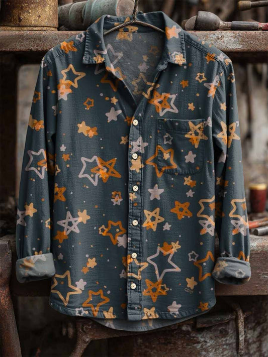 Retro hvězda tisk neformální tričko s dlouhým rukávem