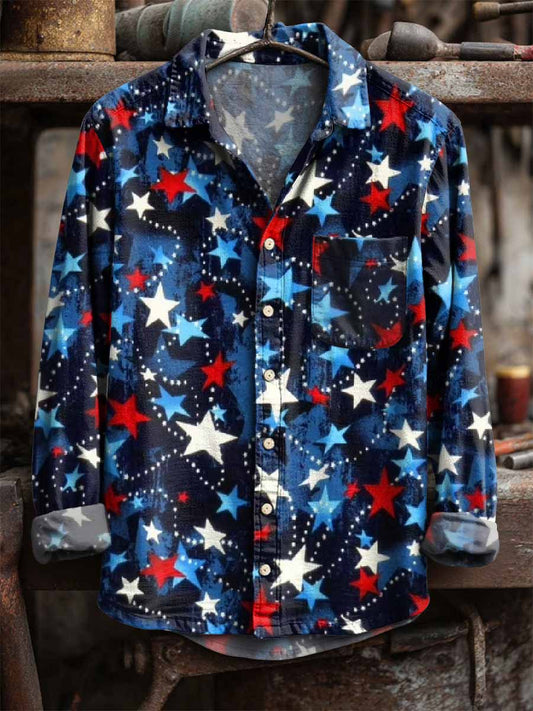 Retro hvězda tisk neformální tričko s dlouhým rukávem