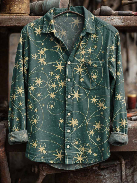 Retro hvězda tisk neformální tričko s dlouhým rukávem