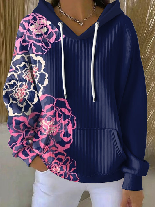 Dámské vintage abstraktní květinové neformální mikina