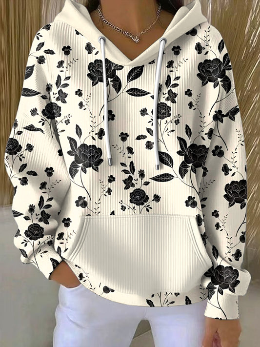 Dámské vintage květinové neformální mikina