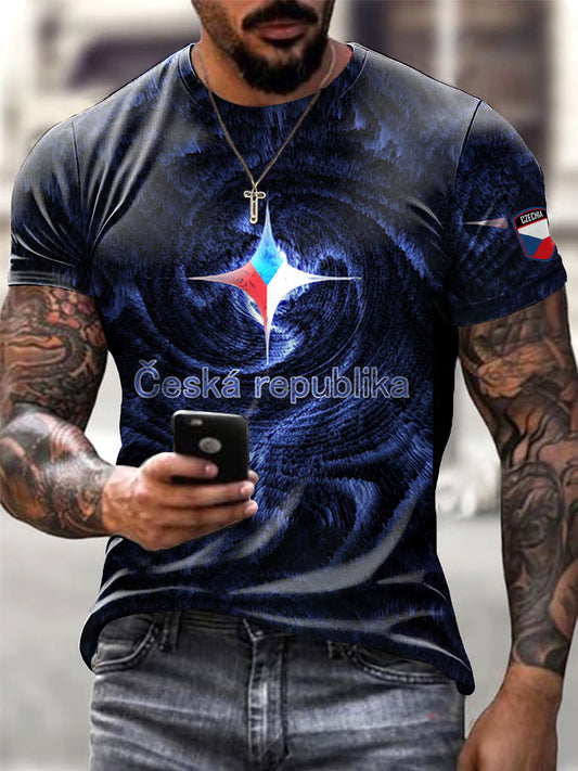 Pánské kosmické galaxie česká vlajka trička