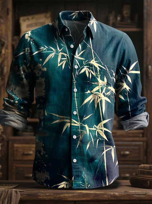 Retro abstraktní bambusové listy art s dlouhými rukávy