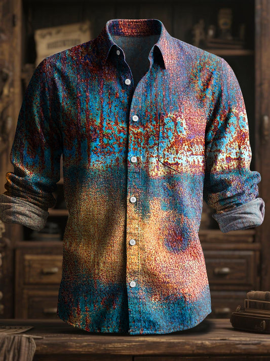 Retro umění barvavybledlé zmatené textury s dlouhým rukávem košile