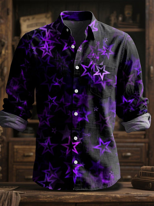 Retro abstraktní hvězdné tričko s dlouhým rukávem