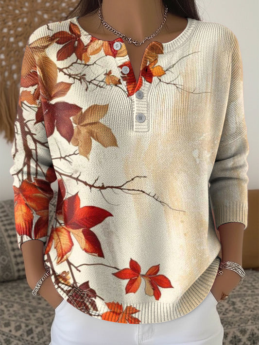 Ženské díkuvzdání abstraktní podzimní list umění v krku svetr