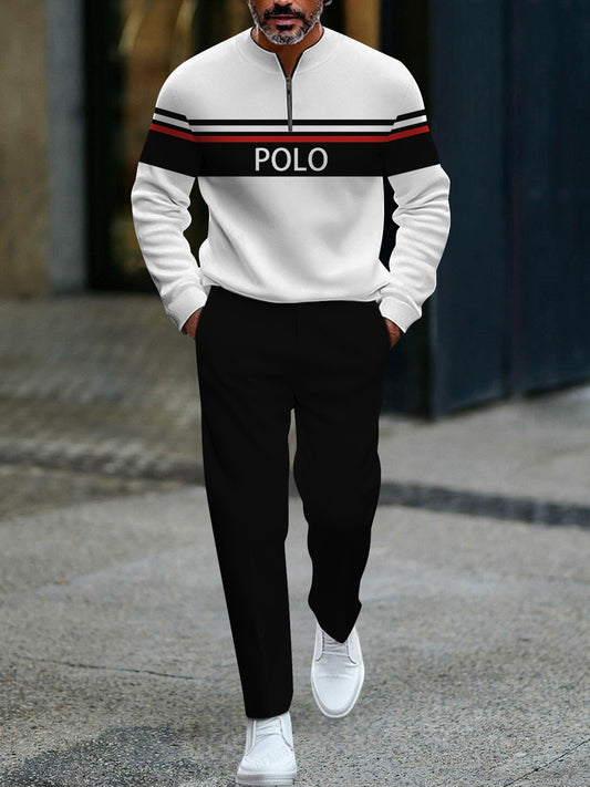 Pánské minimalistické módní podnikání příležitostné polo kalhoty oblek