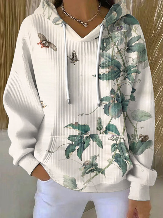 Ženy vintage butterfly rattan art casual hoodie