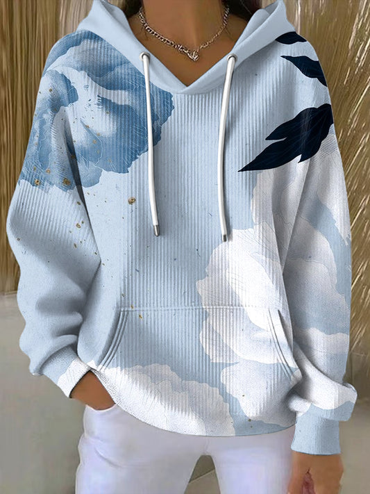 Ženy vintage abstraktní květinové umění příležitostná mikina