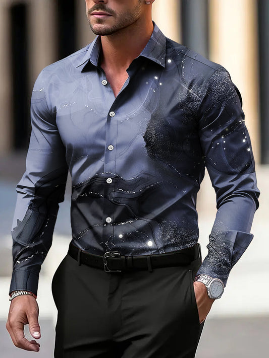 Pánské vintage abstraktní textury business casual košile