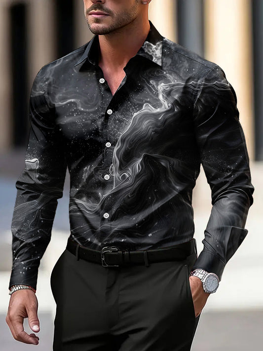 Pánské vintage styl pruhované texturované business casual košile