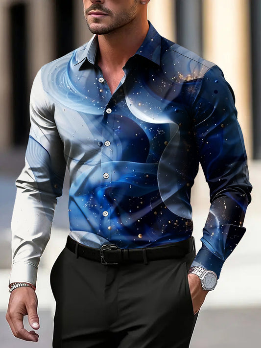 Pánské vintage vlnité textury business casual košile