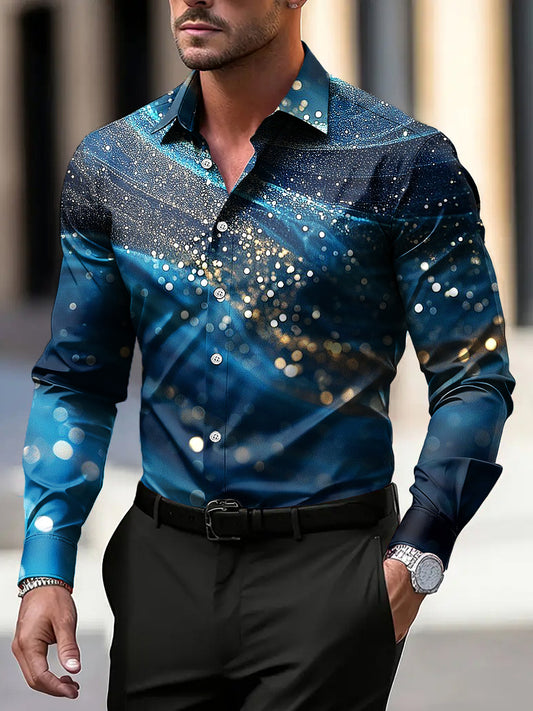 Pánské vintage shimmering stripe textured business casual shirt