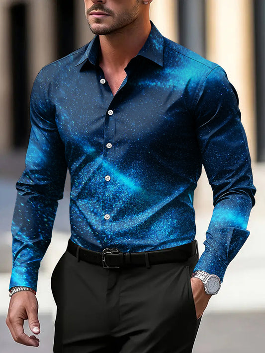 Pánské vintageinspirované gradient textury business casual košile