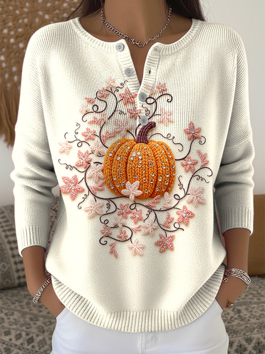 Ženské díkuvzdání dýně květinové umění v krku svetr