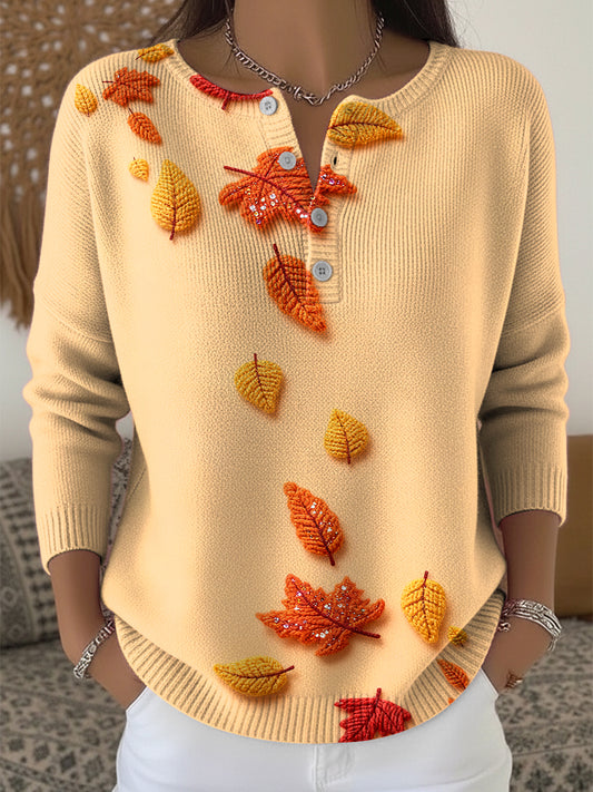 Dámské díkuvzdání podzimní list umění v krku svetr