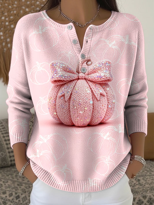 Ženské díkuvzdání dýňový luk umění v krku svetr