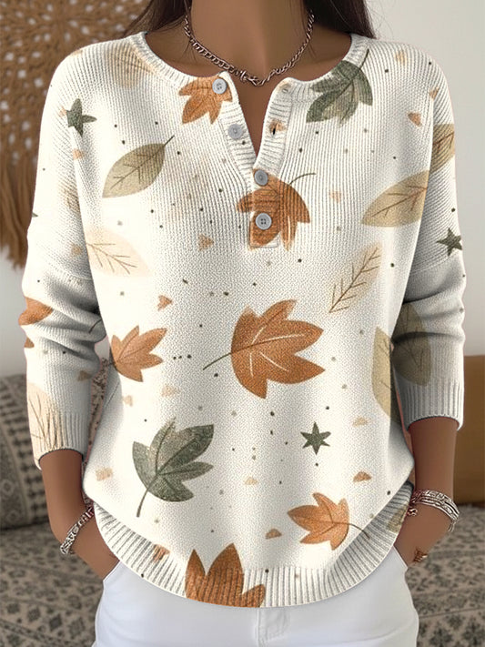 Dámské díkuvzdání roztomilý podzimní list umění v krku svetr