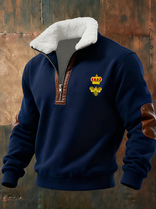 Pánské retro obchodní příležitostné zahuštěné mikina