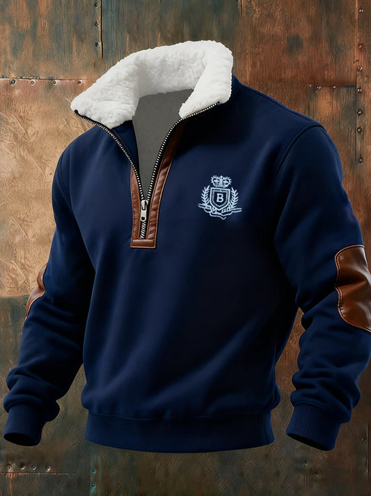 Pánské retro obchodní příležitostné zahuštěné mikina