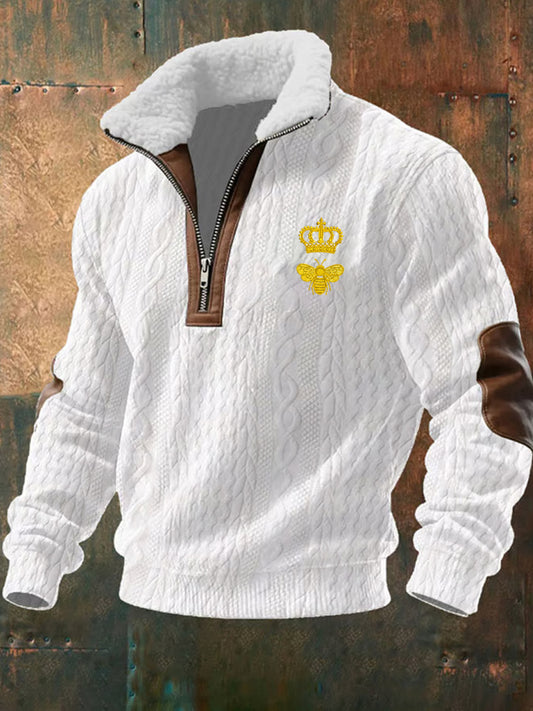 Pánské retro obchodní příležitostné zahuštěné mikina