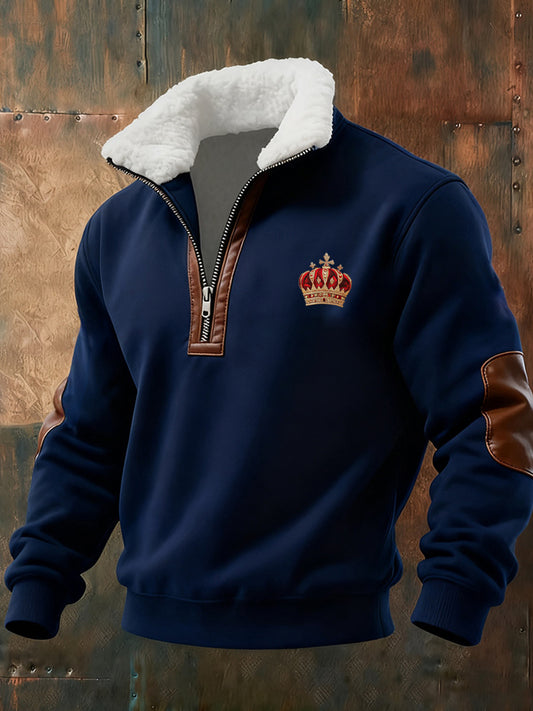 Pánské retro obchodní příležitostné zahuštěné mikina