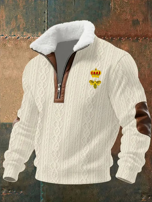 Pánské retro obchodní příležitostné zahuštěné mikina