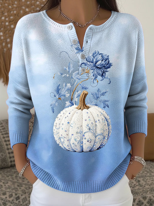 Ženské díkůvzdání gradient dýně květinové umění v krku top