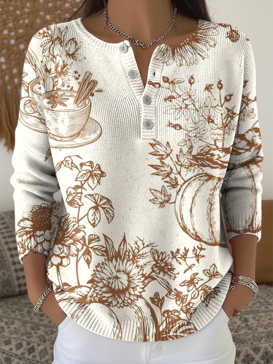 Ženské díkuvzdání dýně latte umění vneck top