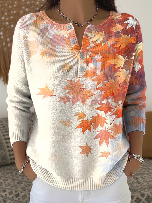 Ženské díkuvzdání abstraktní javorový list umění vneck top