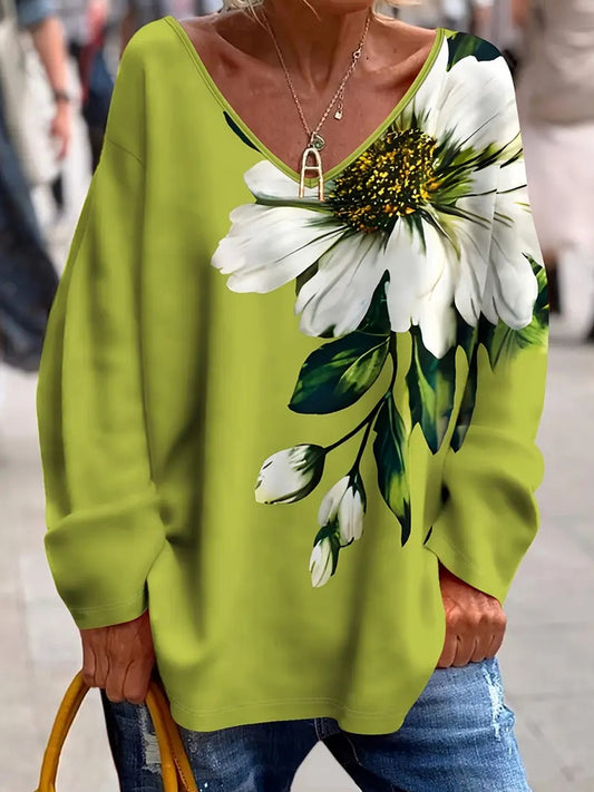 Ženy vintage umění květinová tisk comfort top