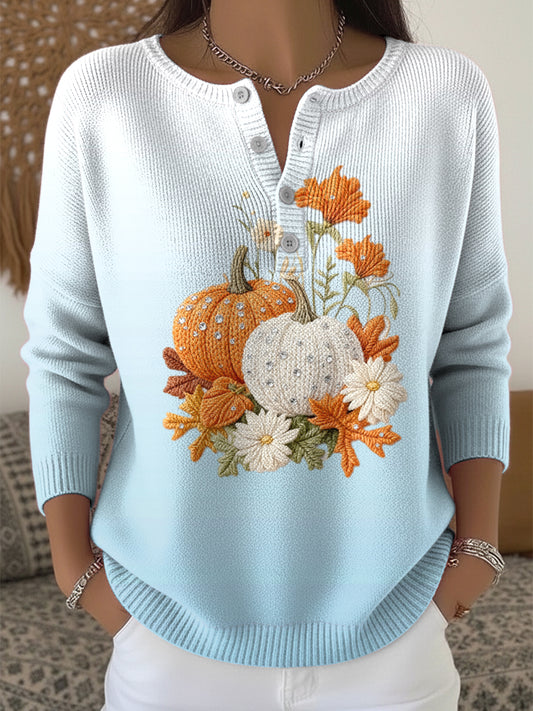 Ženské díkůvzdání gradient dýně květinové umění v krku top