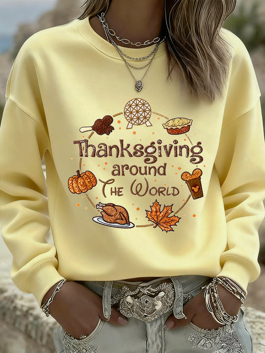 Ženské díkuvzdání umění casual crewneck sweatshirt top