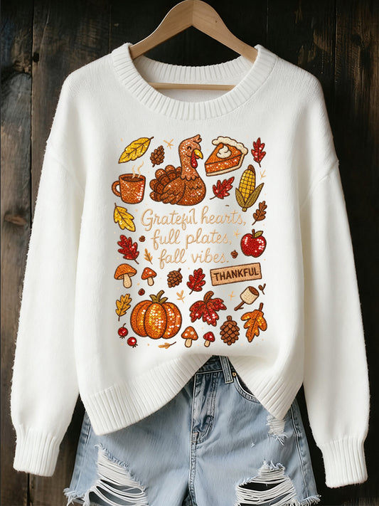 Ženské díkuvzdání umělecké příležitostné posádky krku pletený svetr