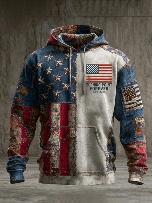 Pánské "freedom is not free" american flag print casual long sleeve sweatshirt