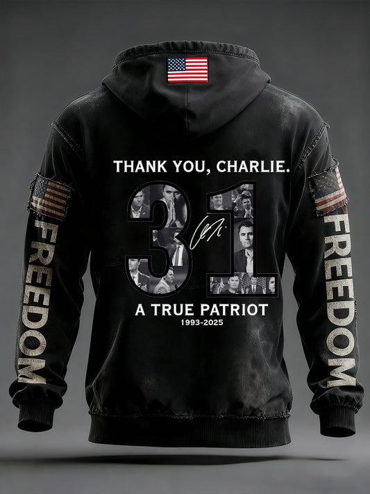 Pánské "freedom is not free" american flag print casual long sleeve sweatshirt