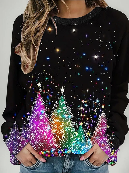 Dámské retro vánoční umění tisk neformální mikina