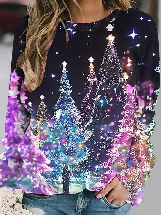 Dámské retro vánoční umění tisk neformální mikina