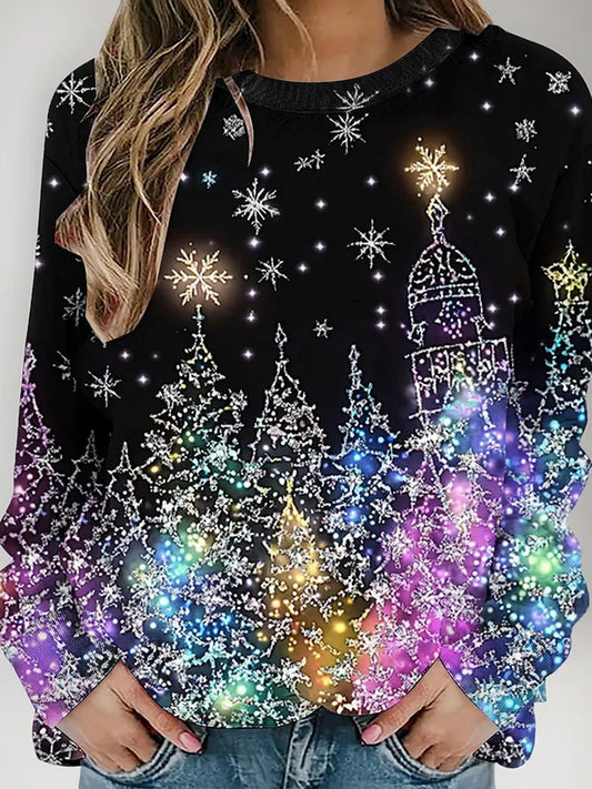 Dámské retro vánoční umění tisk neformální mikina