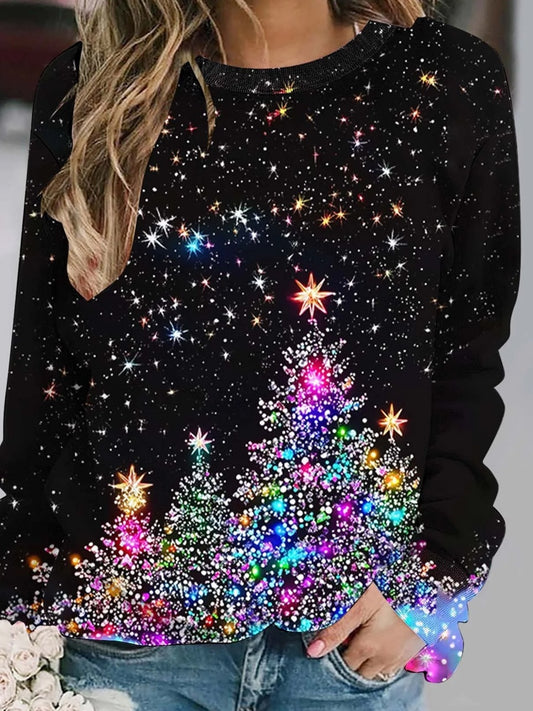 Dámské retro vánoční umění tisk neformální mikina