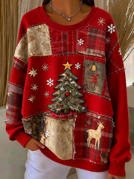 Dámské retro vánoční umění tisk neformální mikina