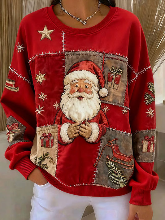 Dámské retro vánoční umění tisk neformální mikina