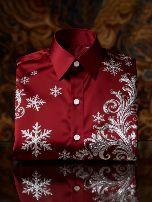 Pánské retro vánoční styl dlouhý rukáv casual košile