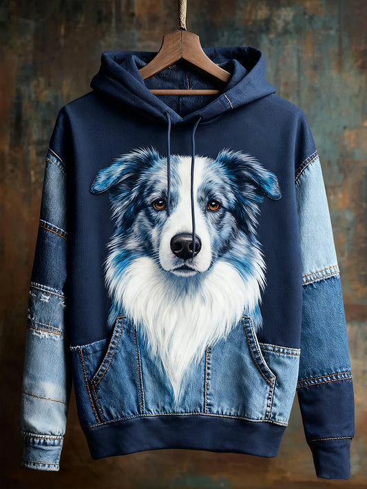 Unisex animal art print casual vintage hoodie
