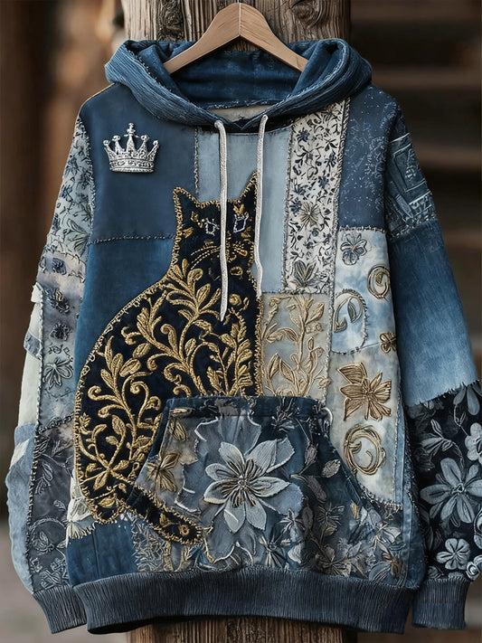 Unisex animal art print casual vintage hoodie