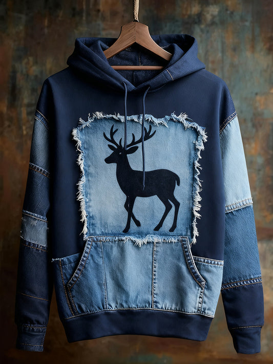 Unisex animal art print casual vintage hoodie