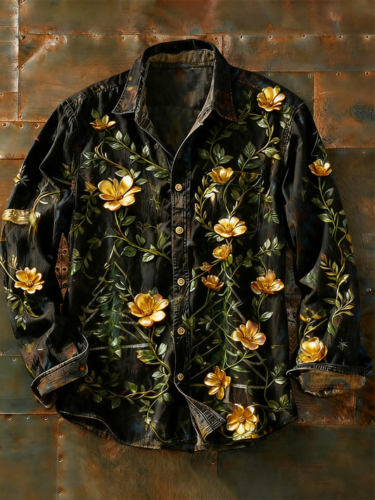 Pánské retro abstraktní art print příležitostné tričko s dlouhým rukávem